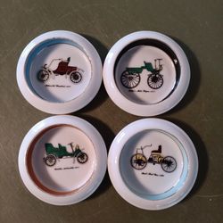Set of 4 Vintage Horseless Carriage China Coasters