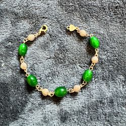 SK 14 K Gold Played Jade Bracelet New $50 Or Better Offer