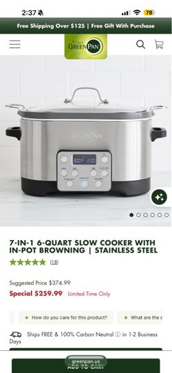 Original GreenPan 6 Quart Slow Cooker Nonstick Ceramic NEW (Originally $260)
