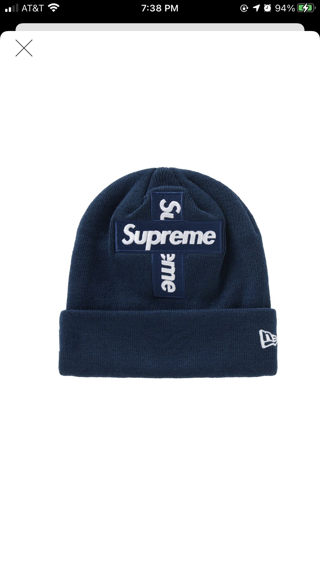 Supreme Cross Box Logo Beanie Navy New