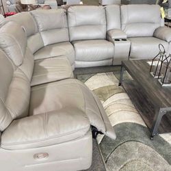 6pc Power Leather Reclining Sectional, Furniture Couch Livingroom Sofa