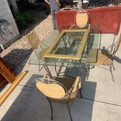 Glass Metal Dining Table 
