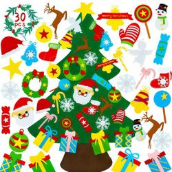 ToyerBee Felt Christmas Tree for Toddlers, Kids Wall Christmas Tree Craft Decorations, 3.5 FT DIY Hanging Felt Tree with 29 Pcs Ornaments for New Year