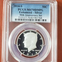 Kennedy Half Dollar Silver Enhanced MS70 DMPL