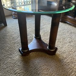 Round Glass Top End Table