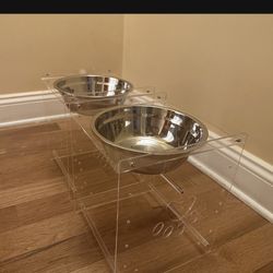 Two Xl Feeding Bowls With Stands
