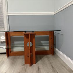 Side Table (wood With Glass Top)