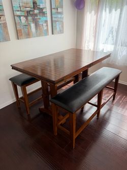 High Table with Benches and Leaf