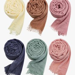 6 Pcs Women Scarf Shawl Hijab Scarfs Cotton （new)