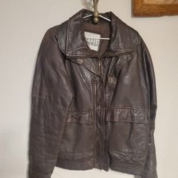 Men's Leather Brown Jacket- Large