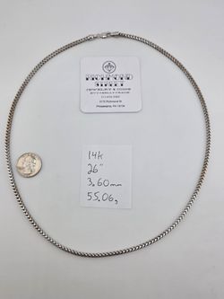 14k white gold 26" square franco link chain