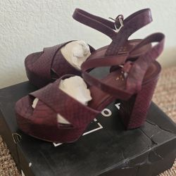 Burgundy Snake Print Heels