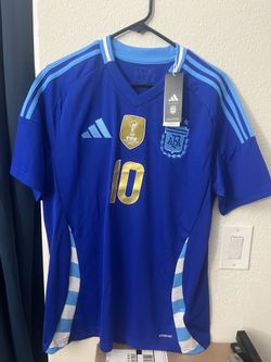 Adidas Argentina 2024 Away Soccer Football Jersey Messi 10 Blue Size L Large