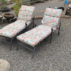 Two  outside Lounge Chairs With Cushions