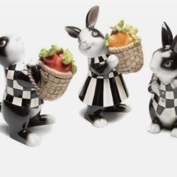 Adorable Set of 3 MacKenzie-Childs Cabbage Garden Bunnies 🌷
