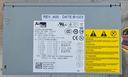 AcBel 460W ATX Power Supply PC9004 – Dell DP/N 07YC7C