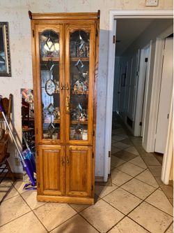 3 Curio display cabinets solid oak