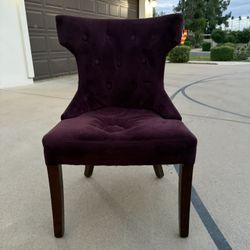 Elegant Tufted Velvet Accent Chairs – Set of 3 (Plum/Purple)