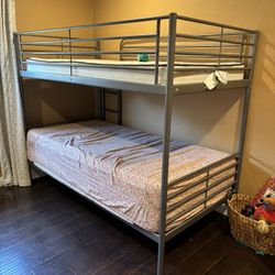 Twin Grey Metal Bunk Bed 