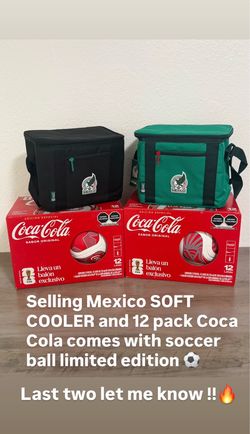 Mexico Soft Cooler and 12 pack Coca Cola with soccer ball limited edition