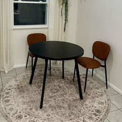 Black Round Breakfast Table And 2 Chairs 