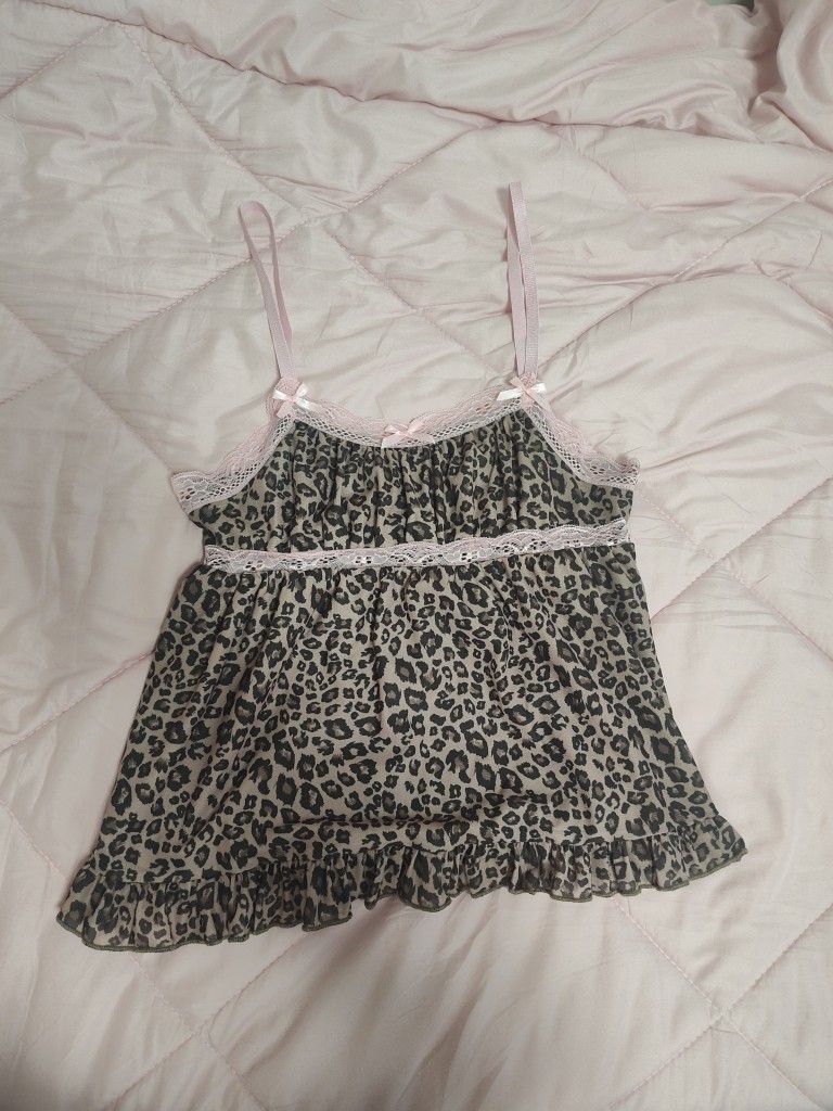Leopard Print Babydoll Top