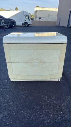 Vintage Cream Burl Nightstand / 2 Drawer (25” W)