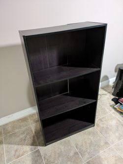 Dark brown three tiered bookshelf