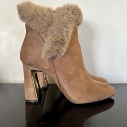 Faux Fur boots - gold heel *Brand New*