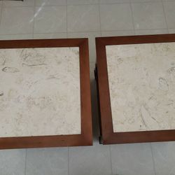 Marble Top End Tables, 22 Inches By 22 Inches 