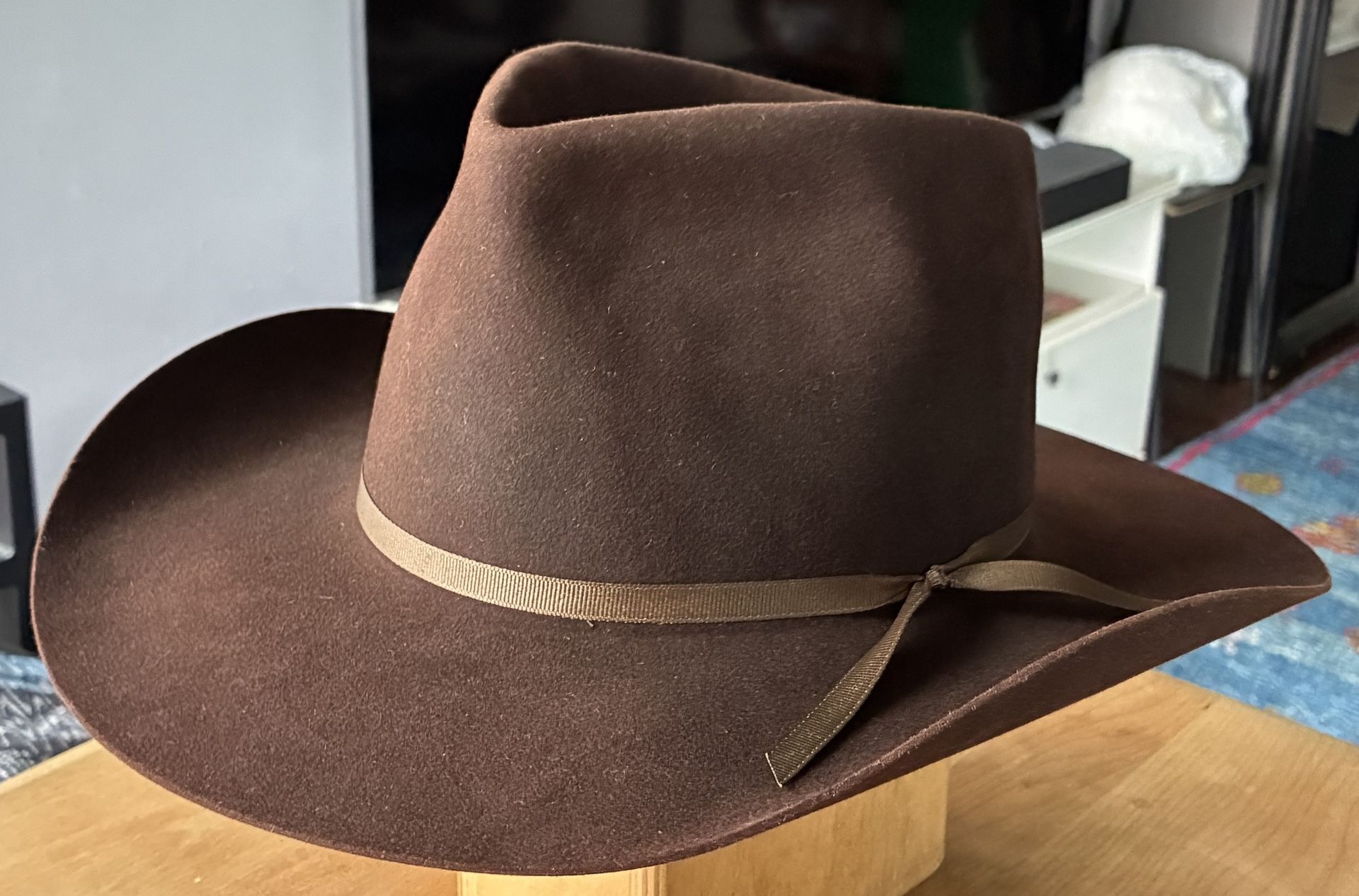 Beaver "110" Resistol Cowboy Hat 7 1/4 Chocolate Brown Rands