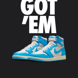 Jordan 1 UNC Size 10 $180