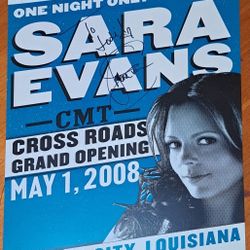 Sara Evans autographed CMT Crossroads bar opening poster (signed by Sara). 