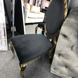 Gold Black Velvet Dining Chairs 