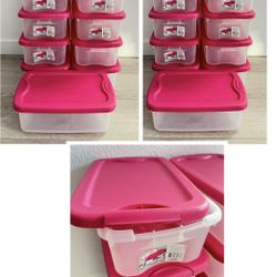 Shoe boxes 11 with hot pink lids 