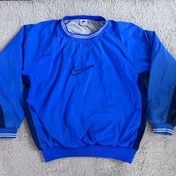 Vintage Y2K Blue Nike Center Swoosh Windbreaker Pullover Jacket Size L