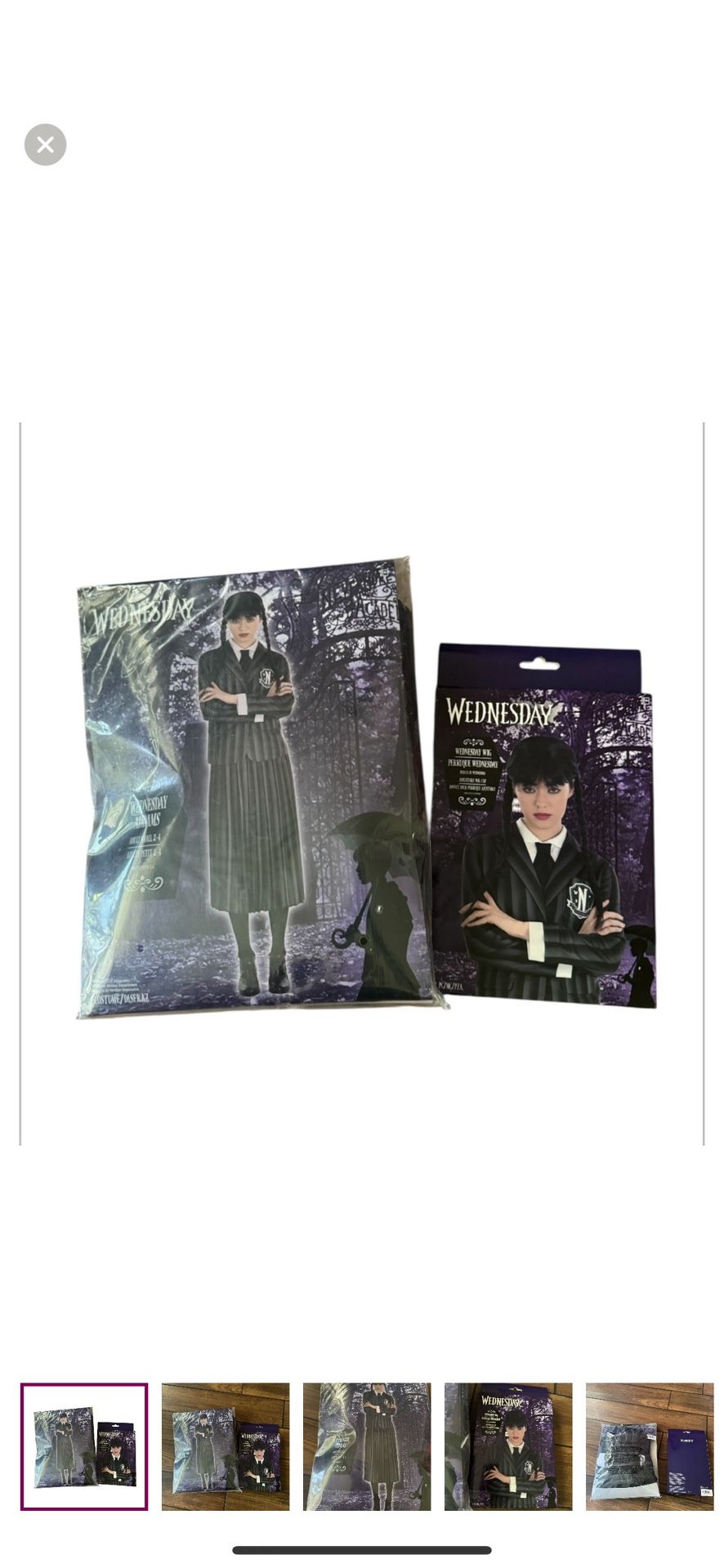 WEDNESDAY ADAMS School Uniform Halloween Costume Dress Blazer and wig adult Sm