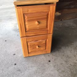 All Wood 2 Drawer File Cabinet Or End Table