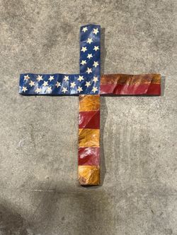Waving American Flag Cross