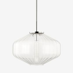 Polished Nickel Pleated Glass Marion Kitchen Pendant Light