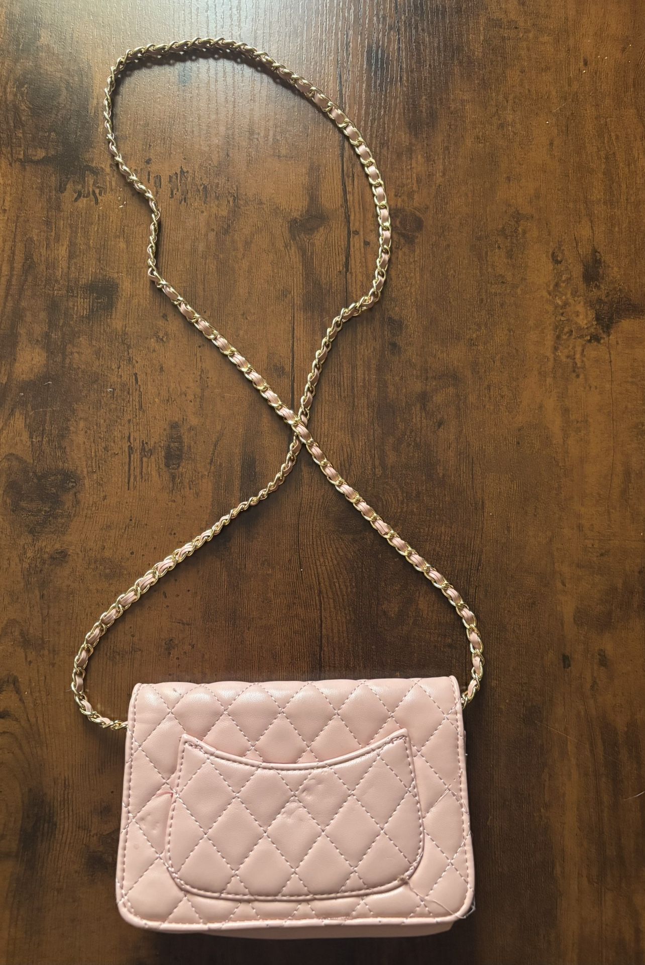 Pink Mini Crossbody Bag – Gold Chain Strap (Like New)