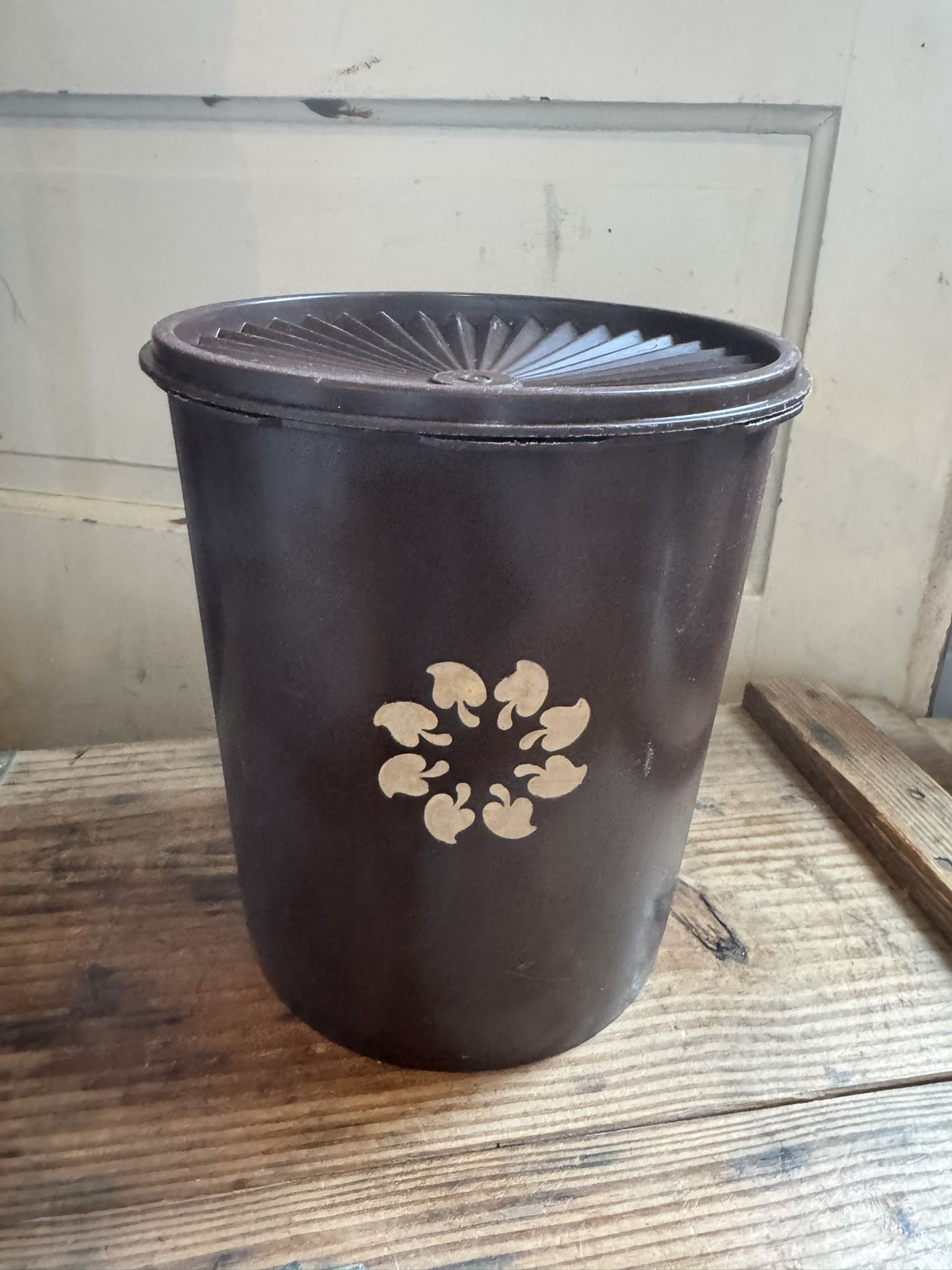 Vintage Tupperware Large Brown Canister.