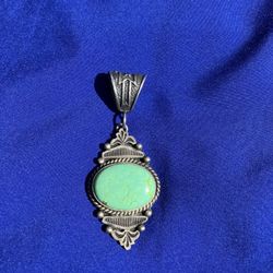 *SIGNED* Navajo Sterling Silver And Gaspeite Pendant 