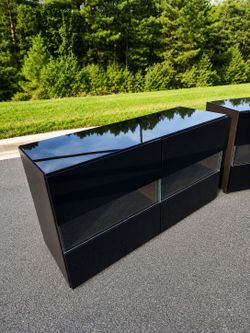Pair of IKEA Besta Tofta 2-Drawer Chests with Glass Tops