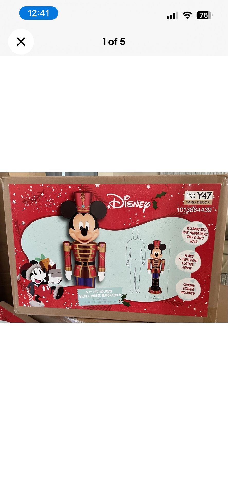 Disney 5Ft LED HOLIDAY MICKEY MOUSE NUTCRACKER NEW SEALED BOX 2025 Addition