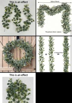 10 Pcs Eucalyptus Wreath,5.7ft Artificial Mixed Eucalyptus Leaf Garland, Green Wreath Hanging Plants For Farmhouse Tabletop Cente