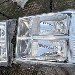 07-14 GMC Sierra Chrome Clear Headlights