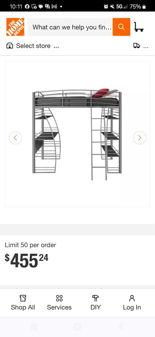 Twin Metal Loft Bed