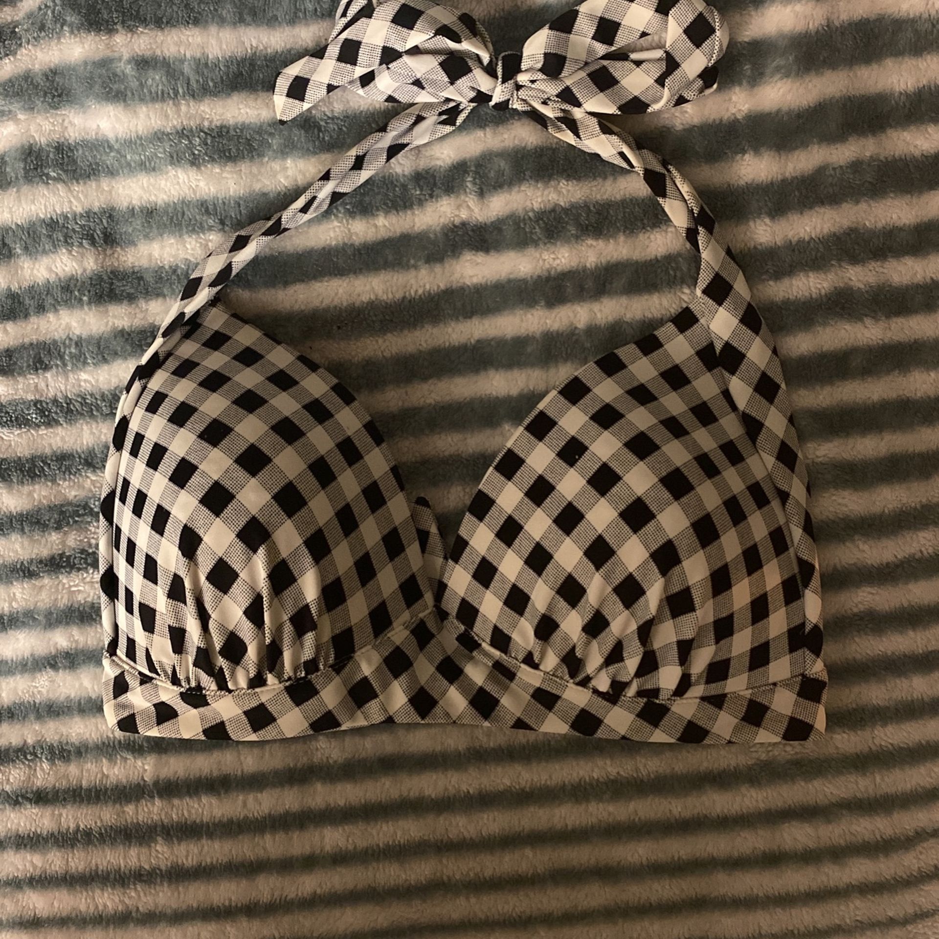 Black & White Checkered Swimsuit Top Size M