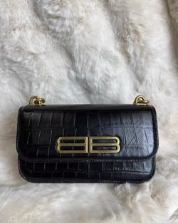 Balenciaga crocodile embossed cowhide bag